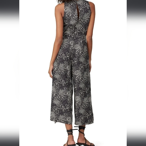 Joie Mairead D Caviar Cropped Wide-Leg Wrap Waist Palazzo Pant Jumpsuit - Sz 12 - Picture 4 of 16